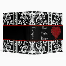 Elegant Heart & Damask Recipe Binder
