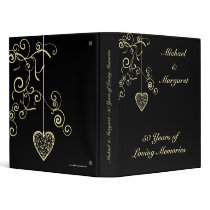 Elegant Heart Golden Wedding Anniversary Binder