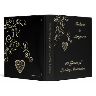 Elegant Heart Golden Wedding Anniversary binder