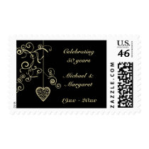 Elegant Heart Golden Wedding Anniversary Stamp