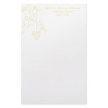 Elegant Heart Golden Wedding Anniversary Personalized Stationery