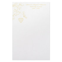 Elegant Heart Golden Wedding Anniversary Personalized Stationery