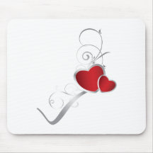 elegant hearts and silver swirls mouse pads