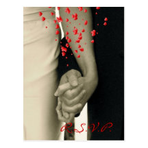 elegant hearts B&W vintage couple holding hands Post Card