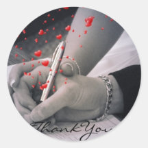 elegant hearts black white hands vintage thank you sticker
