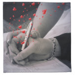 elegant hearts black white hands vintage wedding printed napkins