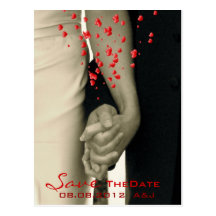 elegant hearts black white hands vintage wedding postcard