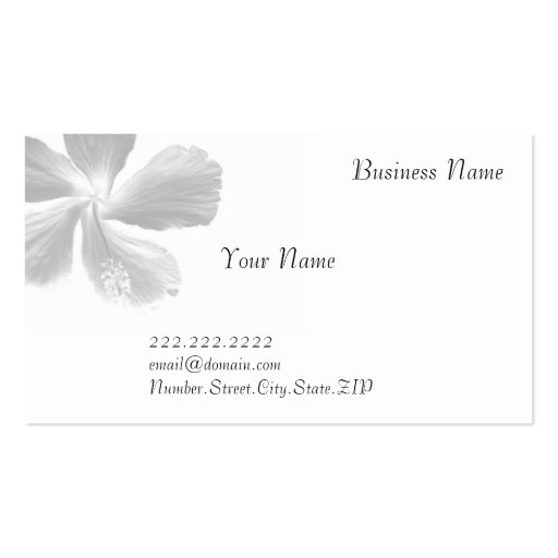 Elegant Hibiscus White Business Card (front side)