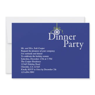 Elegant Holiday Ornament Dinner Party Invitation Elegant Holiday Ornament Dinner Party Invitation