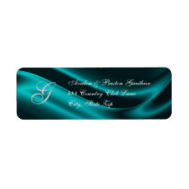 Elegant Holiday Teal Silk Christmas Address Label