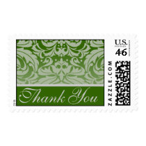 Elegant Holly Damask Thank You Postage Stamp