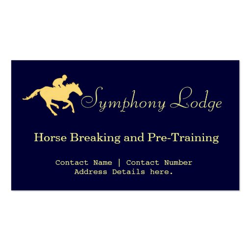 Elegant Horse Blue and Cream Business Cards (front side)