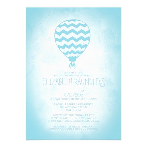 Elegant Hot Air Balloon Bridal Shower Invitations