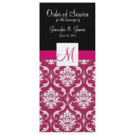 Elegant Hot Pink Damask Wedding Program invitation