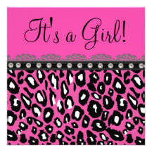 Elegant Hot Pink Leopard Baby Shower Personalized Invite