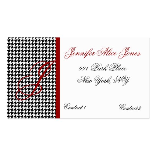 Elegant Hounds Tooth Pattern Business Card (front side)