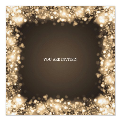 Elegant Housewarming Party Gold Sparkling Lights Custom Announcement