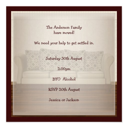Elegant Housewarming Party Neutral Lounge Custom Invitation