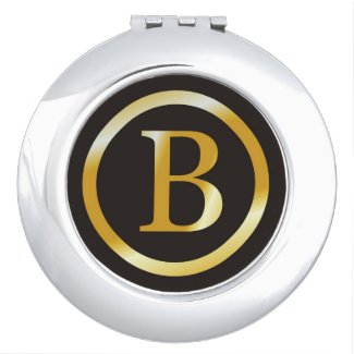 Elegant Initial B Gold Monogram Mirrors For Makeup