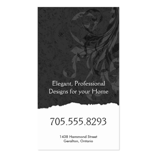Elegant Interior Decorator Business Card Gray (back side)