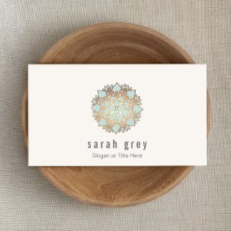 Elegant Interior Design Gold Flower Business Card