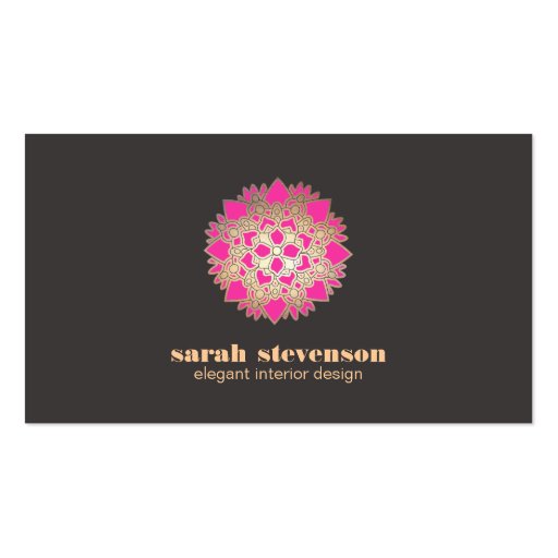 Elegant Interior Design Pink Lotus Business Card (front side)