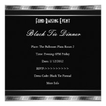 Elegant Invite Fundraiser Formal Silver Black Tie