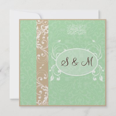 Brown ornate decorative line on light green background and dark brown