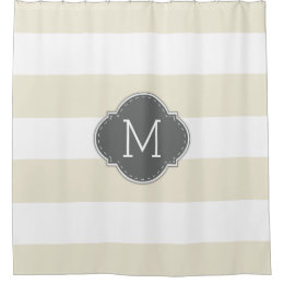 Elegant Ivory and White Stripes with Monogram