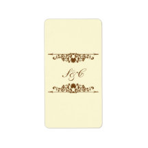 Elegant Ivory/Brown Wedding Mini Candy Bar Wrapper Address Label