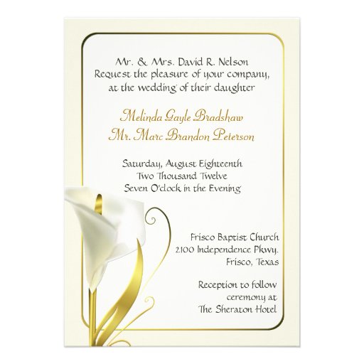 Elegant Ivory Calla Lily Wedding Invitation