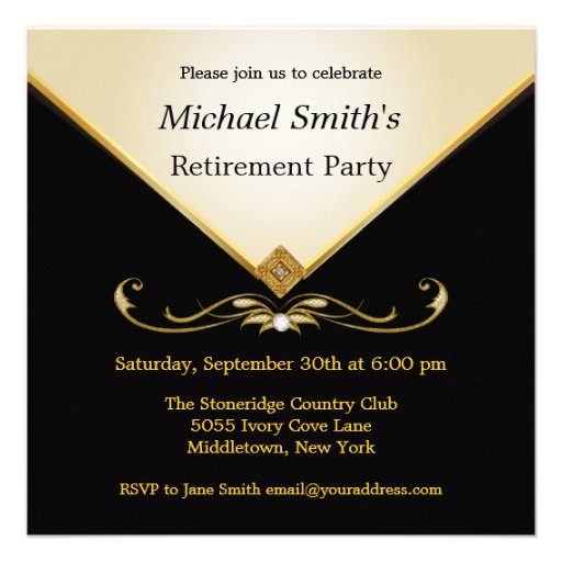 Elegant Ivory Gold Black Special Event Invitations (front side)