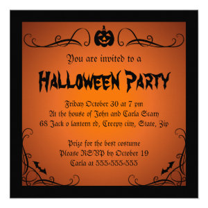 Elegant Jack o lantern ornate border Halloween Custom Invitations