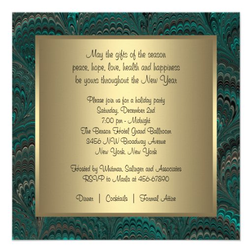 Elegant Jade Green Black Gold Christmas Party Invitations