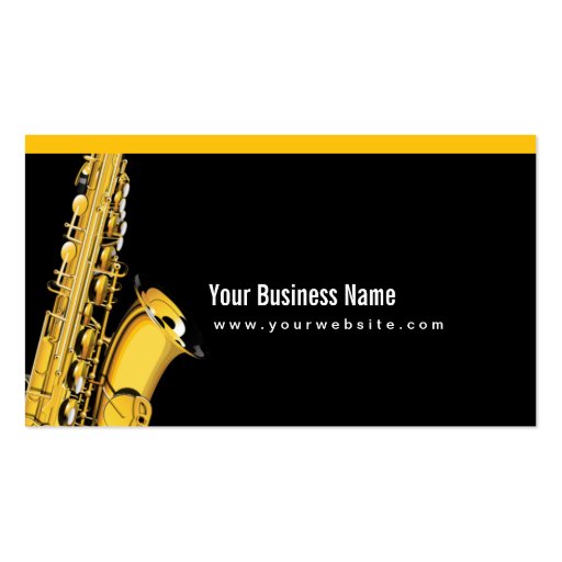Elegant Jazz Sax Music Black Business Card (front side)