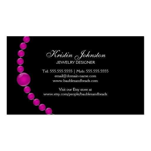 Elegant Jewelry and Beads Business Cards (back side)