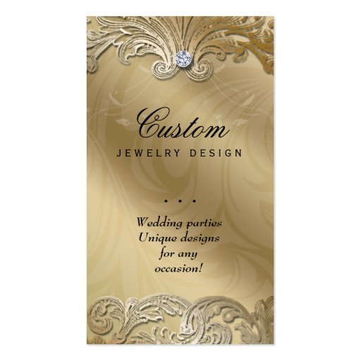 Elegant Jewelry Business Card Leaves Black Gold (back side)