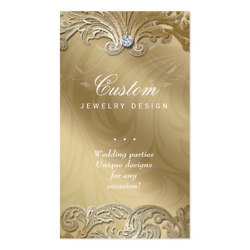 Elegant Jewelry Business Card Leaves Violet Gold (back side)