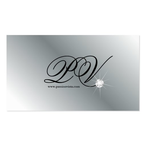 Elegant Jewelry Diamonds Silver Black Damask Business Card Template (back side)