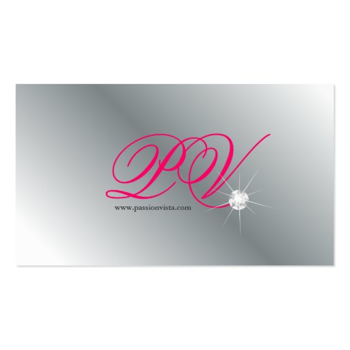 Elegant Jewelry Diamonds Silver Pink Damask Business Card Template (back side)