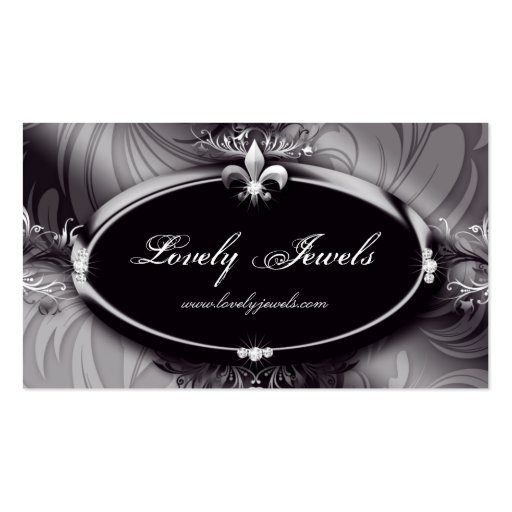 Elegant Jewelry Fashion Fleur de lis Black Silver Business Cards