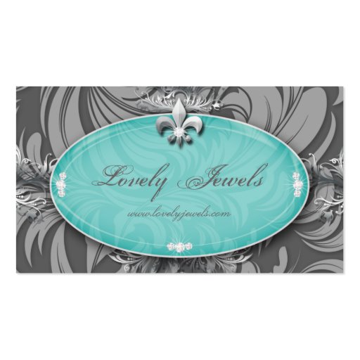 Elegant Jewelry Fashion Fleur de lis Blue Pastel Business Card (front side)