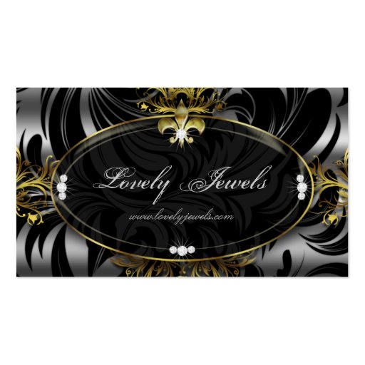Elegant Jewelry Fashion Fleur de lis Gold Silver Business Cards (front side)