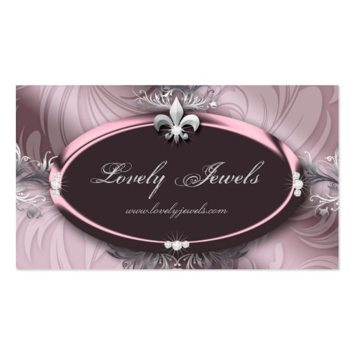 Elegant Jewelry Fashion Fleur de lis Pink Rose Business Card Templates