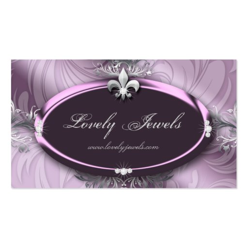 Elegant Jewelry Fashion Fleur de lis Purple Mauve Business Card Templates (front side)