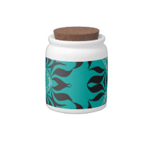 Elegant Kaleidoscope Design, Aqua, Black, Grey Candy Dish
