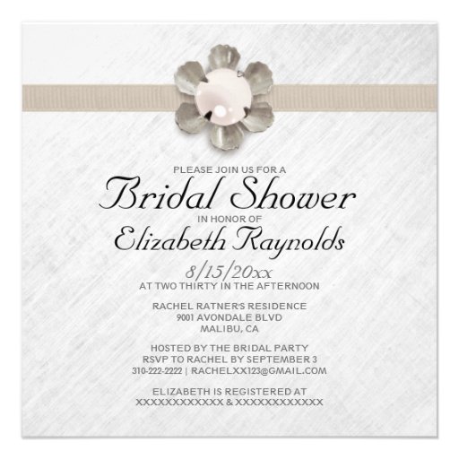 Elegant Lace and Pearl Bridal Shower Invitations