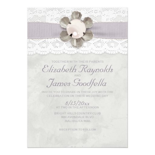 Elegant Lace and Pearls Wedding Invitations