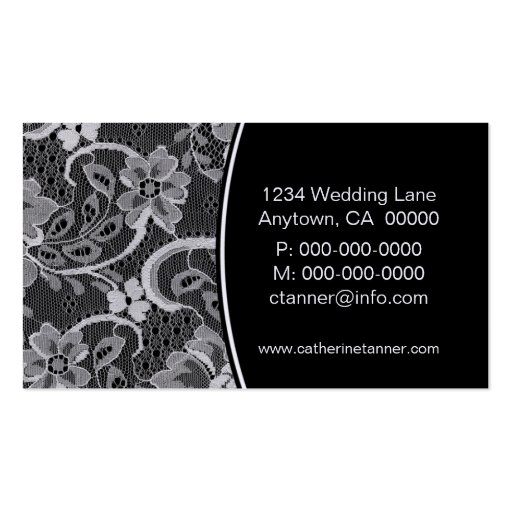 Elegant Lace Business Card, Black (back side)