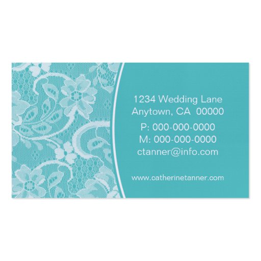 Elegant Lace Business Card, Turquoise (back side)